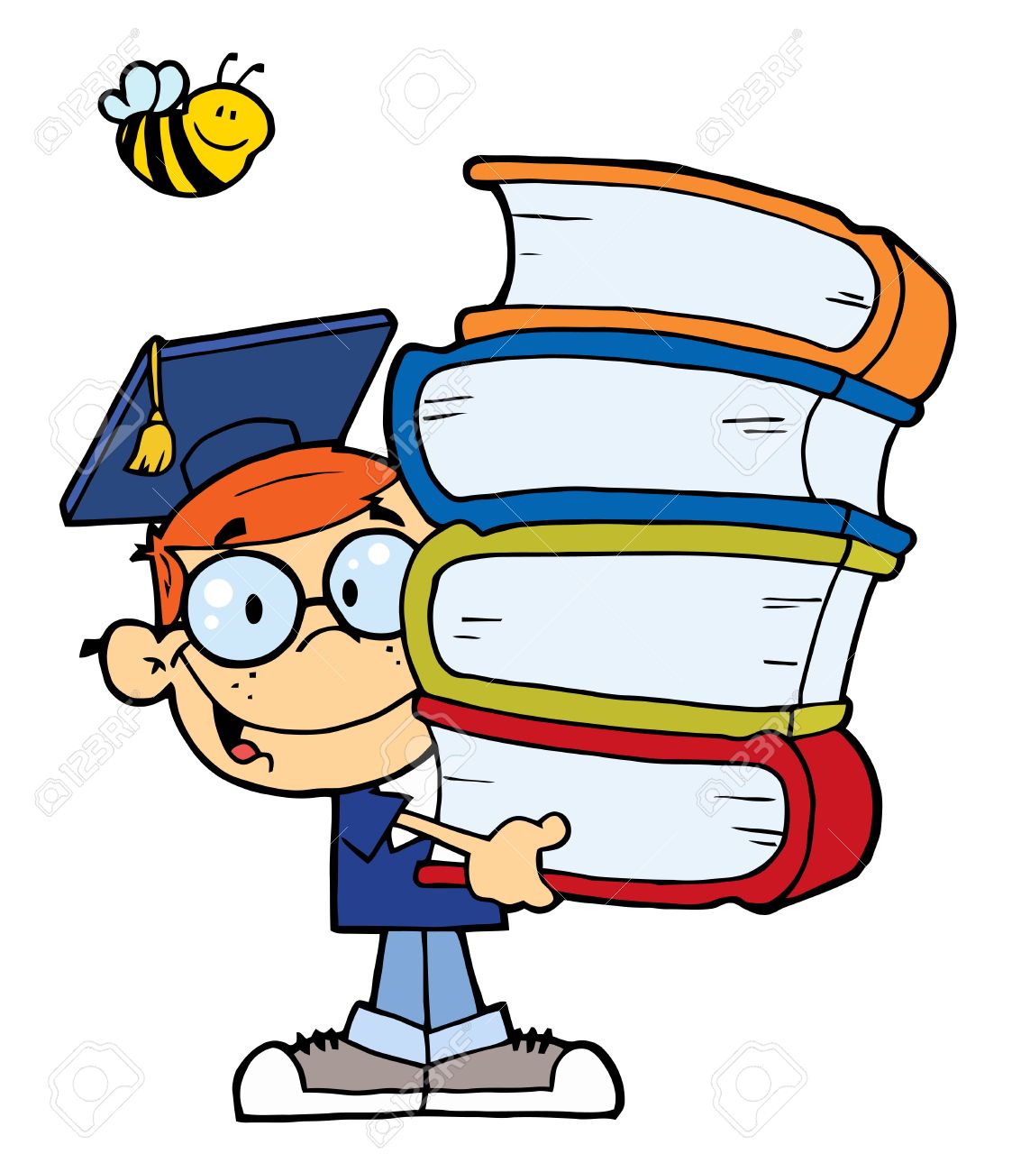 6971191-Ape-su-un-ragazzo-di-scuola-pelo-rosso-felice-una-pila-di-libri-di-trasporto--Archivio-Fotografico